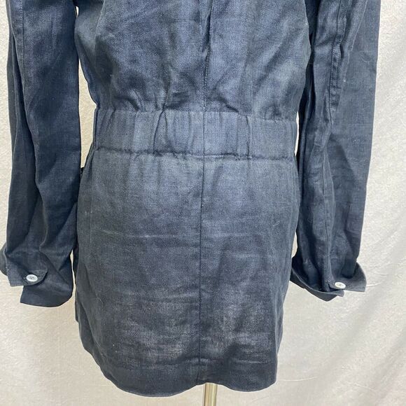 Vintage Liz Claiborne Black built in belt linen utility blazer jacket Size 8 - Picture 10 of 12